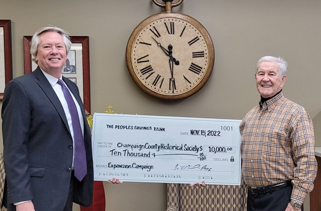 The Peoples Savings Bank donates to Champaign County Historical Society